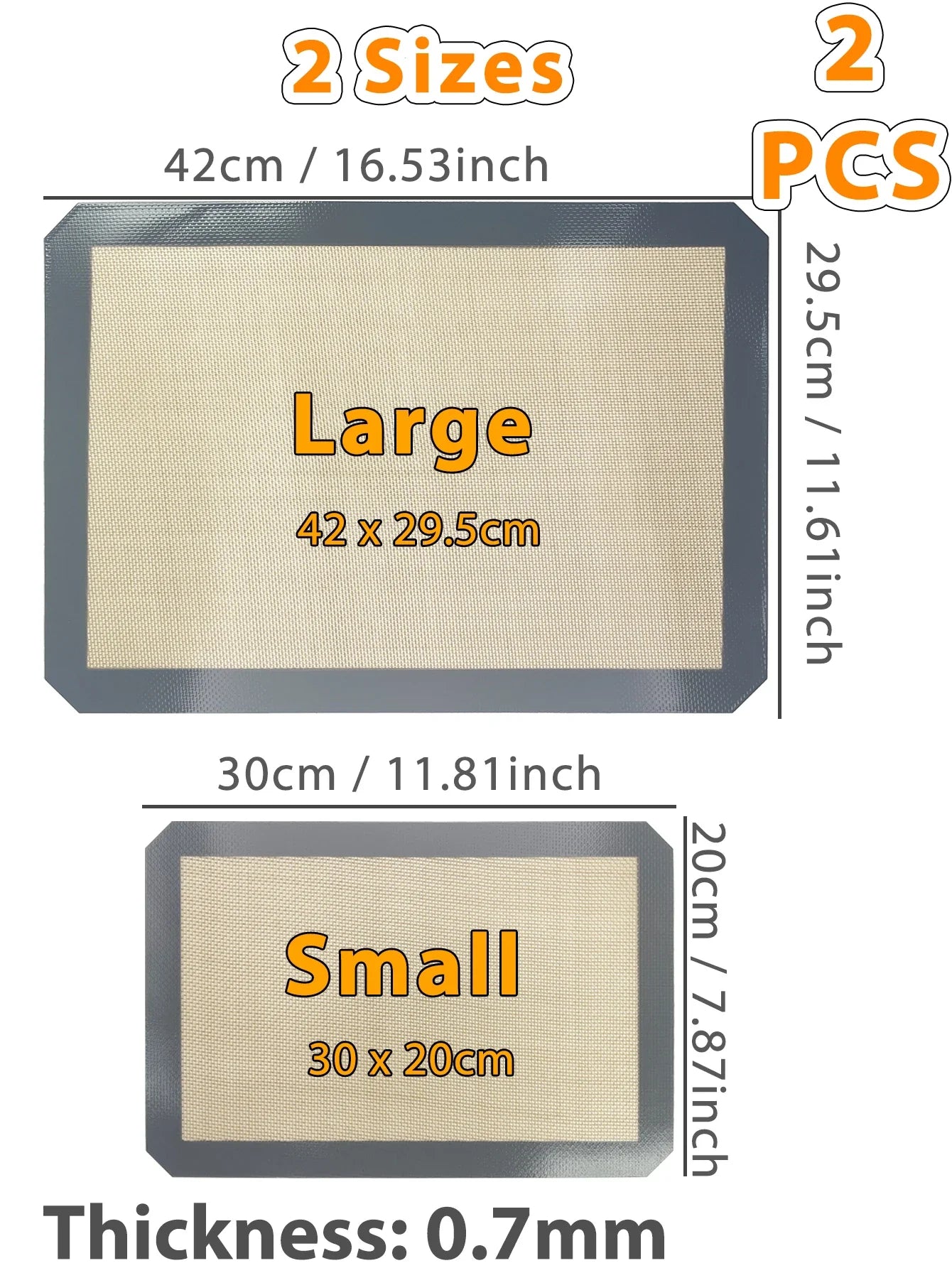 ¡Cheftronics Baking Mats: Domina la Pastelería! - 2PCS Mix Grey