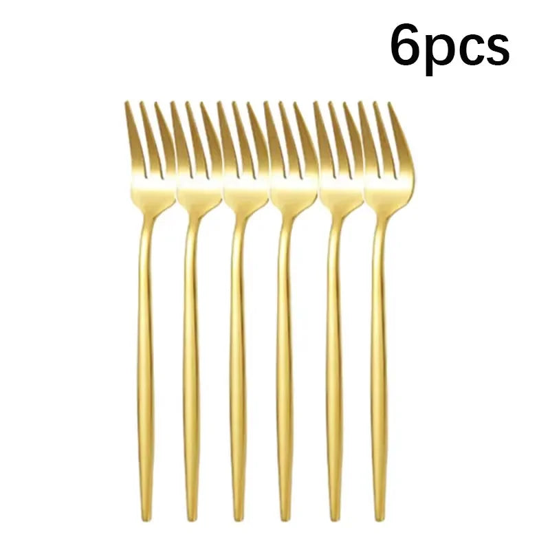 ¡Cheftronics Dorado: Cubiertos de Acero Inoxidable Deslumbrantes! - 6pcs Tea Forks