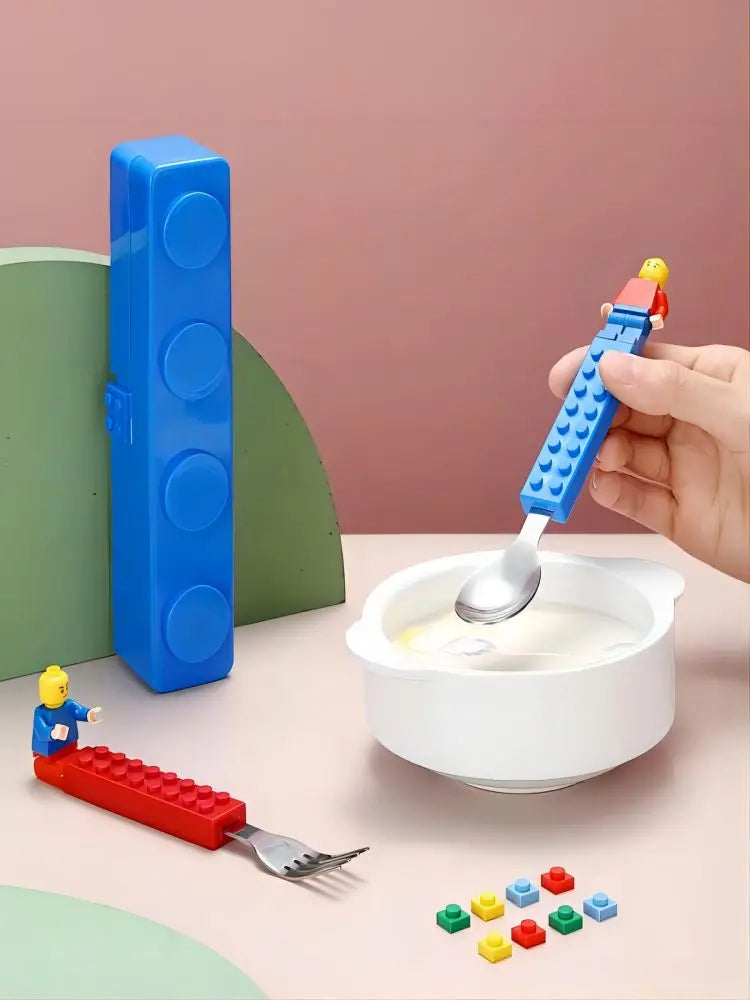 ¡Cubiertos Lego Bloques Construcción Diversión! - blue