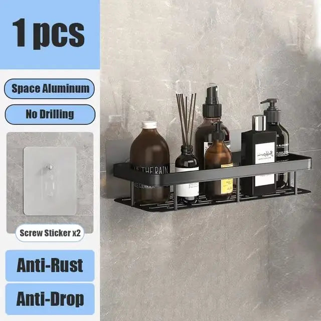 ¡Estantes de Ducha Negros Paredes Impecables! - blcak 1pc - Wall Mounted Shampoo Bottle Shower Corner Rack