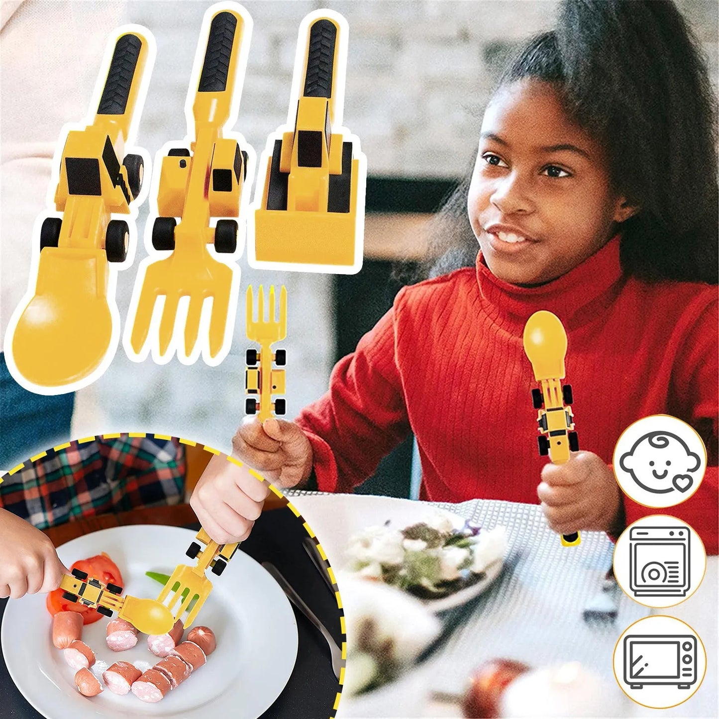 ¡Excavadora de Dientes! Dinnerware Sets de Construcción para Niños - Multicolor