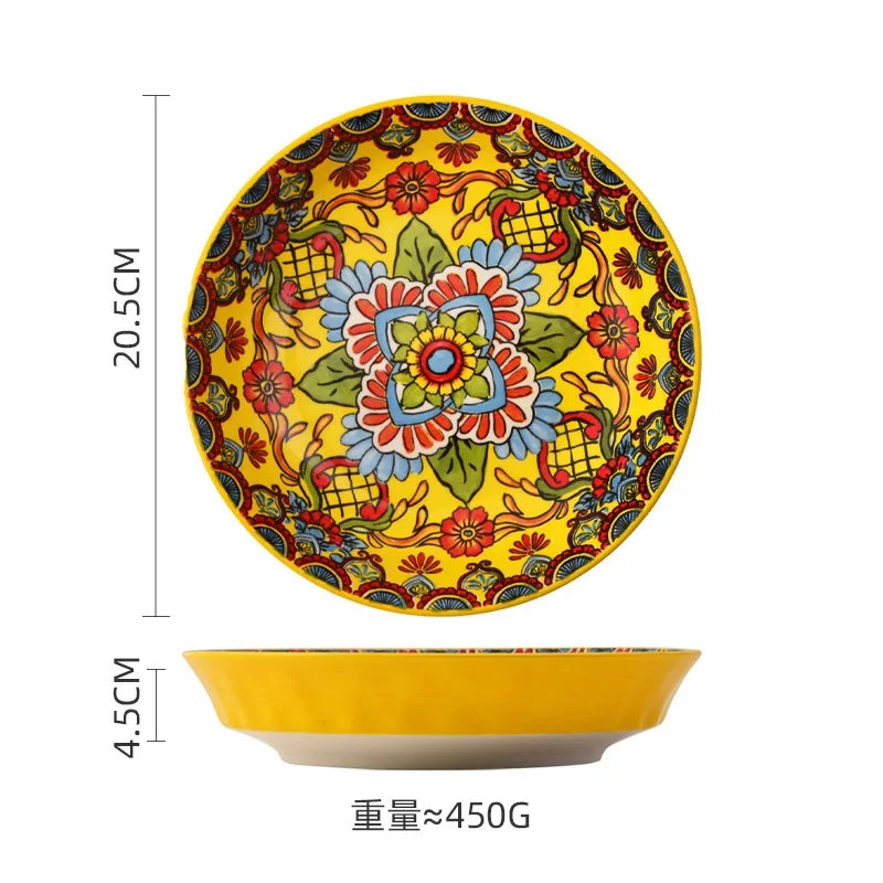 ¡Explosión de Color! Vibrantes Plate Set Cheftronics Kitchen Appliances - A / 8 inches - Ceramic Tableware Set