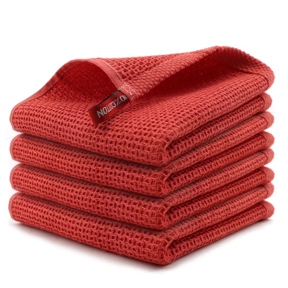 ¡Explosión Waffle para Tu Cocina con el Set de Paños de Algodón 6pcs! - Red / 6Pcs - Kitchen Cleaning Cloths