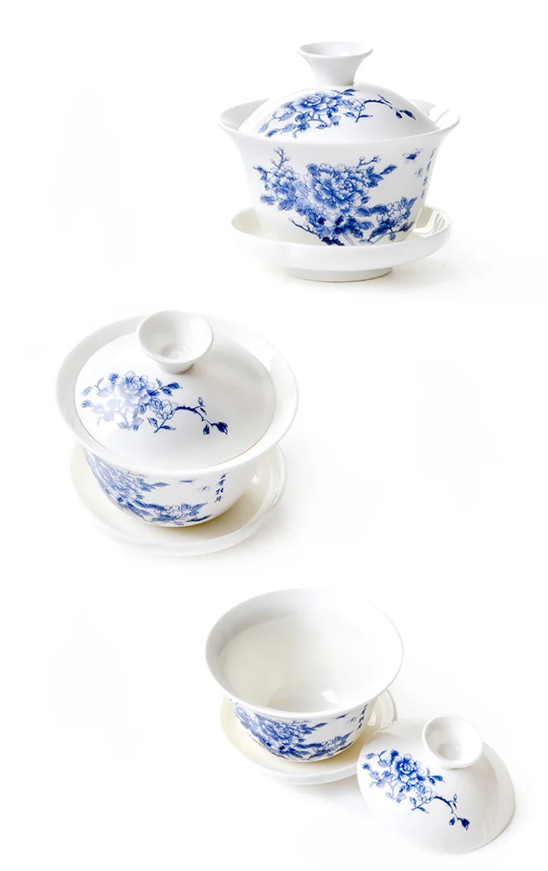 ¡Exquisito Juego de Té Floral Azul de Porcelana! - Ceramic Portable Teacup