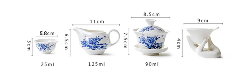 ¡Exquisito Juego de Té Floral Azul de Porcelana! - Ceramic Portable Teacup