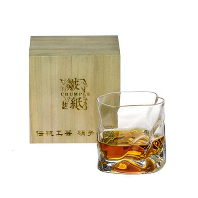 Japanese Edo Designer Crumple Paper Irregular Shape Crystal Faceted Der Whiskybecher Whiskey Whisky Rock Glass Artwork