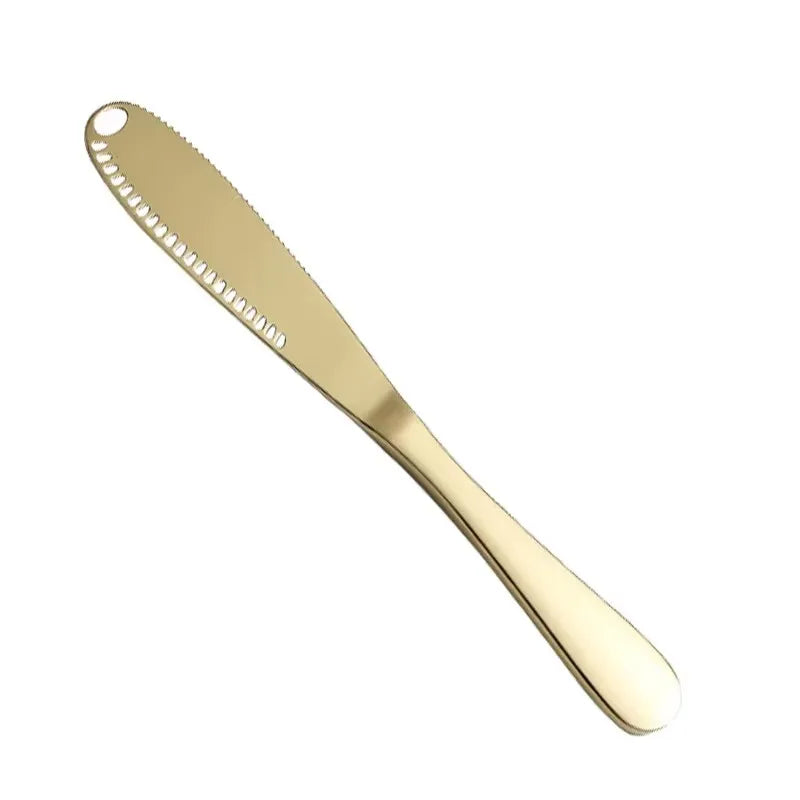 Cuchillo para mantequilla dorado con borde serrado de Cheftronics acero inoxidable