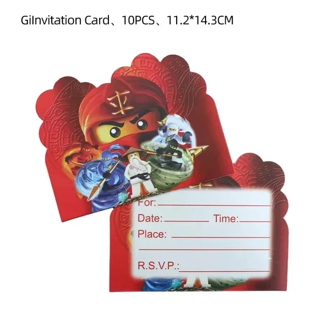 Ninjago Fiesta Explosiva Artículos Desechables Cumpleaños - 10pcs card