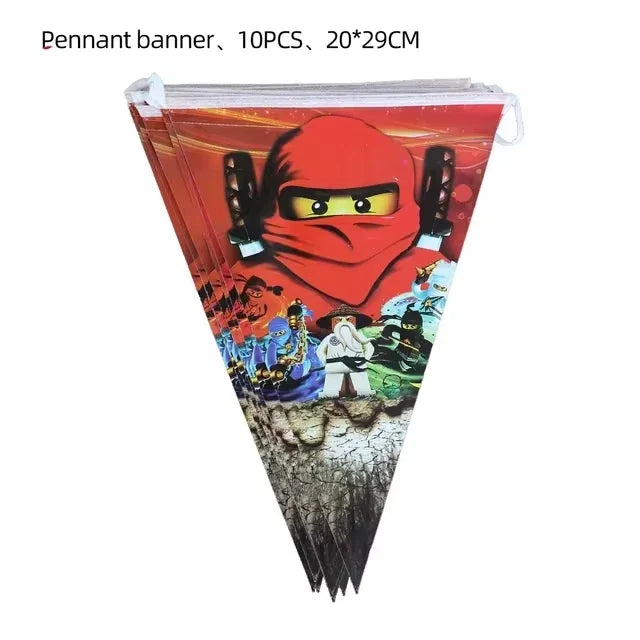 Ninjago Fiesta Explosiva Artículos Desechables Cumpleaños - 10pcs flag