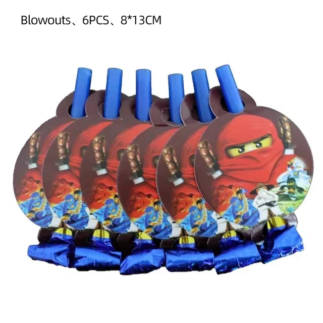 Ninjago Fiesta Explosiva Artículos Desechables Cumpleaños - 6pcs blow out