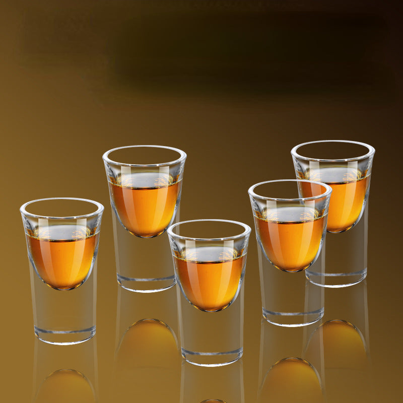 6PCs Glass Set Transparent 15ml Shot Glass Thickened Bottom Liquor Cup Bullet Cups One Mouth Small Cup Wine Drinkware