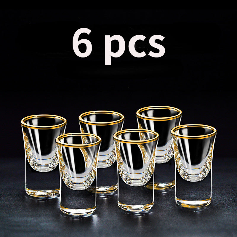 6pcs Gold Foil Color Spirits Cups Household Creative Small Wine Cup Glass Gilt Edged Cup Wine Dispenser Baijiu Cup