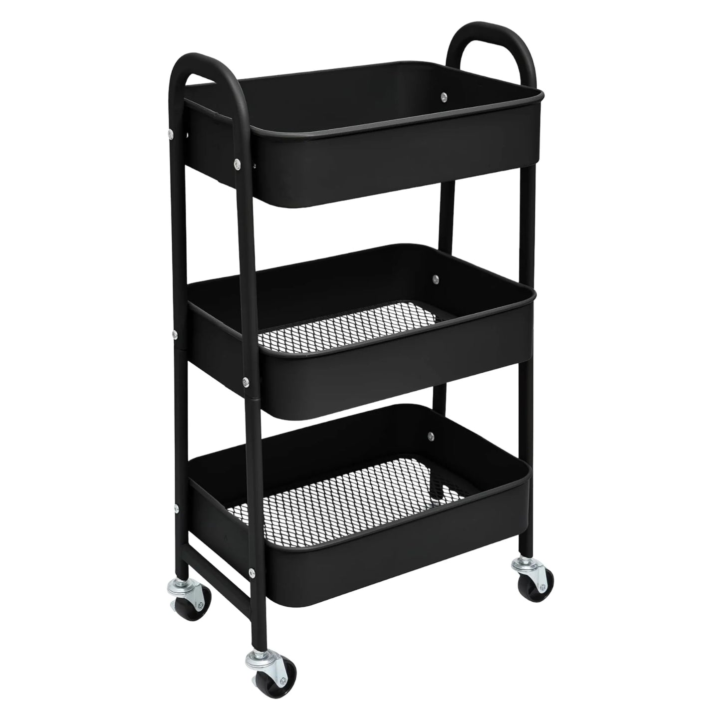 Storage Cart Auxiliary Cart with Wheels Kitchen Cart Service Cart Metal Cart with Wheels 3 Levels Rolling Cart Organizer Cart for Bedroom Bathroom Office, 3-Level Kitchen or Multipurpose Cart with Wheel (Fruta-002 1690 2099)