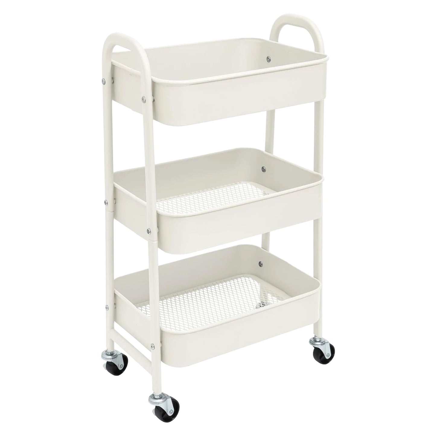 Storage Cart Auxiliary Cart with Wheels Kitchen Cart Service Cart Metal Cart with Wheels 3 Levels Rolling Cart Organizer Cart for Bedroom Bathroom Office, 3-Level Kitchen or Multipurpose Cart with Wheel (Fruta-002 1690 2099)