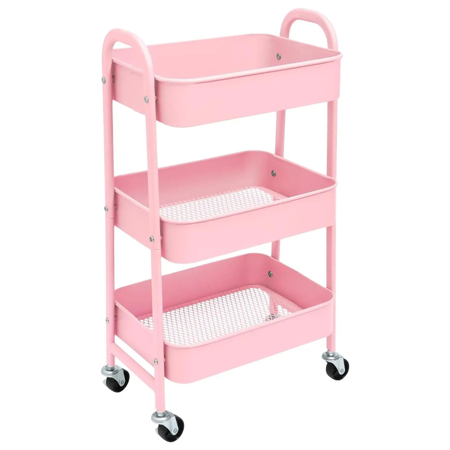 Storage Cart Auxiliary Cart with Wheels Kitchen Cart Service Cart Metal Cart with Wheels 3 Levels Rolling Cart Organizer Cart for Bedroom Bathroom Office, 3-Level Kitchen or Multipurpose Cart with Wheel (Fruta-002 1690 2099)