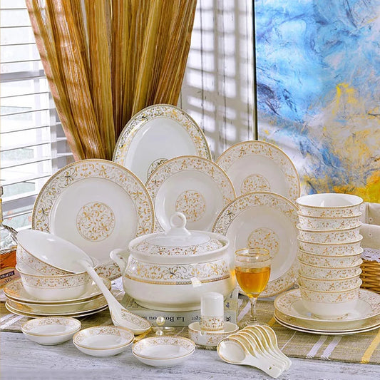 60 Heads jingdezhen ceramics dinnerware set chinese dinner set Porcelain dining set 42 pieces Plate dinnerware set Tableware