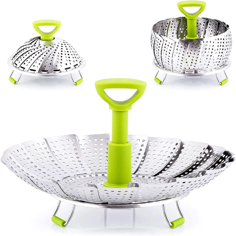 1pc 9/11 inch Stainless Steel Lotus Steamer Tray, Foldable Steamer, Basket Steamer, Cooking Pan, Vegetables and Fruits