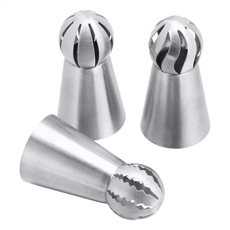 1/3PC Cupcake Stainless Steel Sphere Ball Shape Icing Piping Nozzles Pastry Cream Tips Flower Torch Pastry Tube Decoration Tools