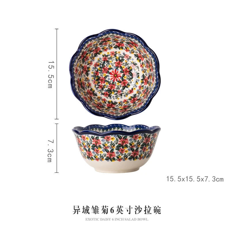LingAo     Ceramic noodle bowl, double-ear bowl, plate tableware set