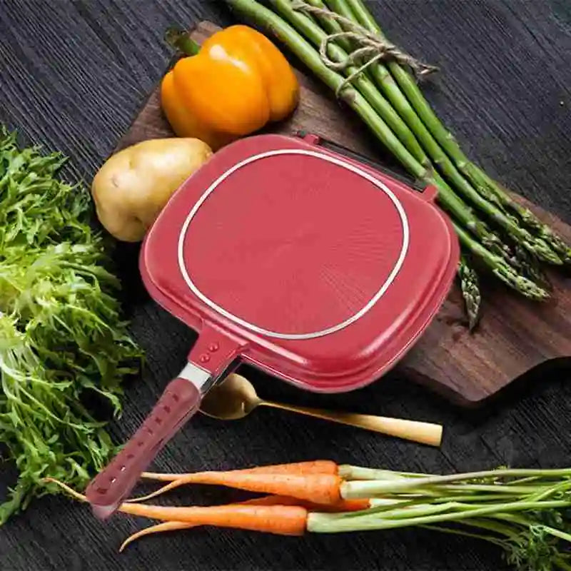 32Cm Double Sided Frying Pan Non-Stick Barbecue Tool Cookware Grill Frying Pan Injection Molding Home Cooking Kitchen Supplies