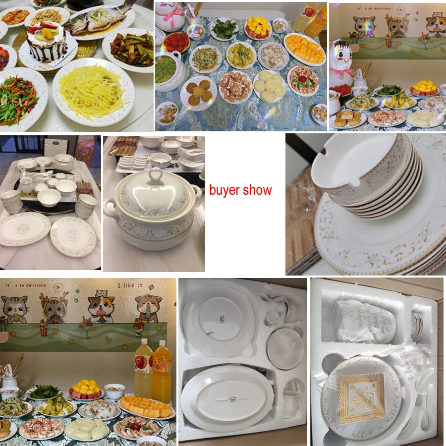 60 Heads jingdezhen ceramics dinnerware set chinese dinner set Porcelain dining set 42 pieces Plate dinnerware set Tableware