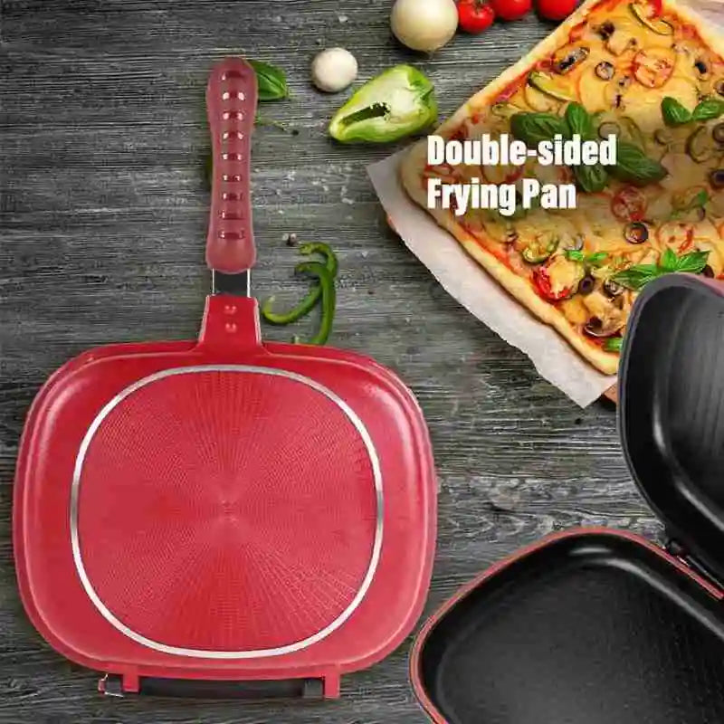 32Cm Double Sided Frying Pan Non-Stick Barbecue Tool Cookware Grill Frying Pan Injection Molding Home Cooking Kitchen Supplies