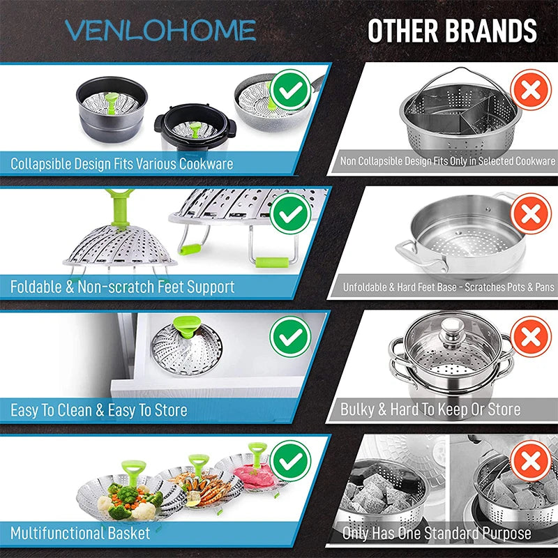 1pc 9/11 inch Stainless Steel Lotus Steamer Tray, Foldable Steamer, Basket Steamer, Cooking Pan, Vegetables and Fruits