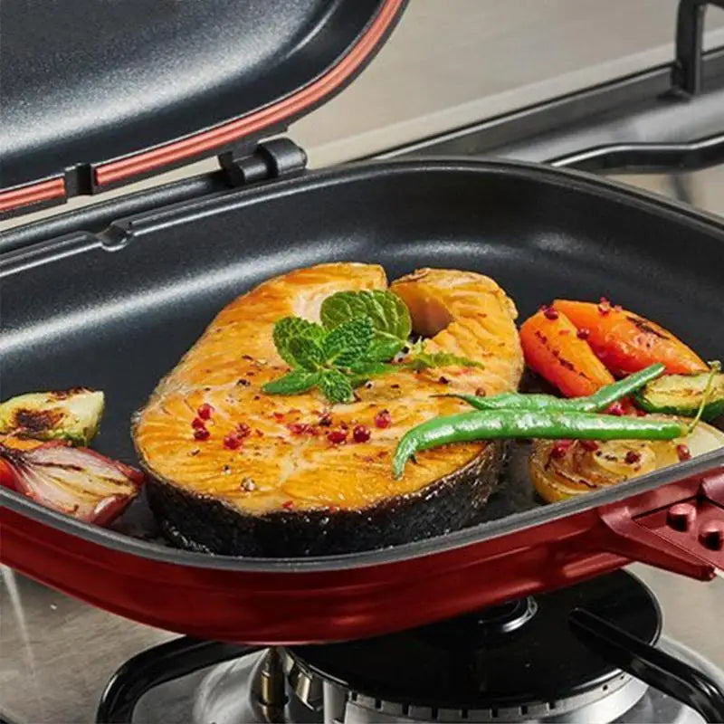 32Cm Double Sided Frying Pan Non-Stick Barbecue Tool Cookware Grill Frying Pan Injection Molding Home Cooking Kitchen Supplies