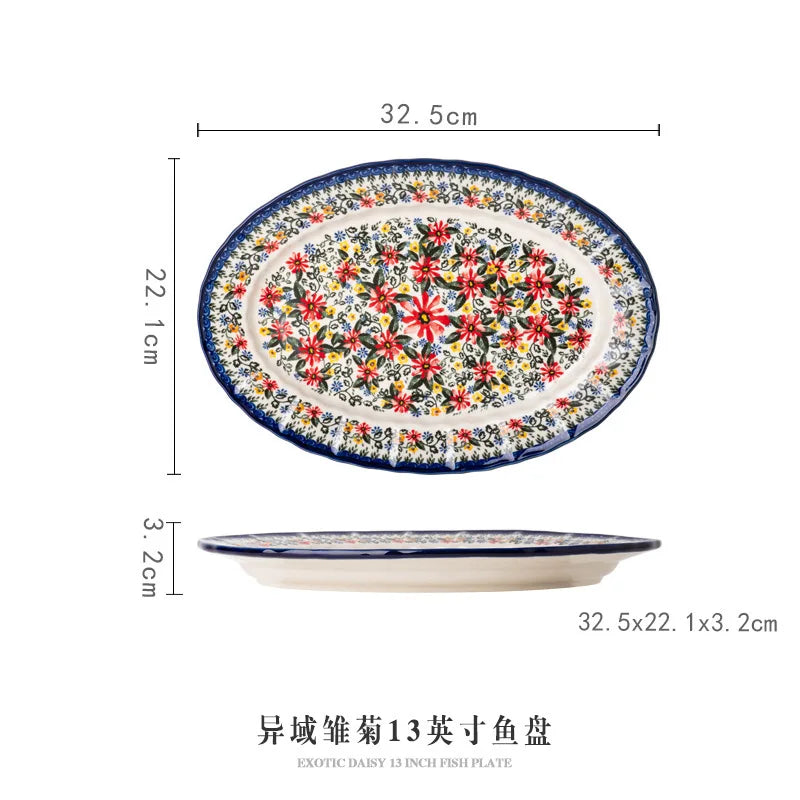 LingAo     Ceramic noodle bowl, double-ear bowl, plate tableware set
