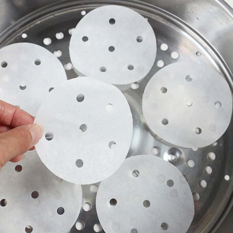 Round Steamer Paper For Dumplings Mat Bamboo Basket Air Fryer Oven Accessories Without Oil Baking Pastry Tools Kitchen Utensils