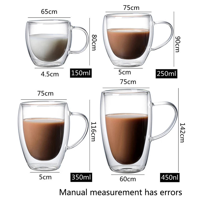 Transparent Glass Coffee Cup Milk Whiskey Tea Beer Double Creative Heat Resistant Cocktail Vodka Wine Mug Tumbler Drinkware Gift