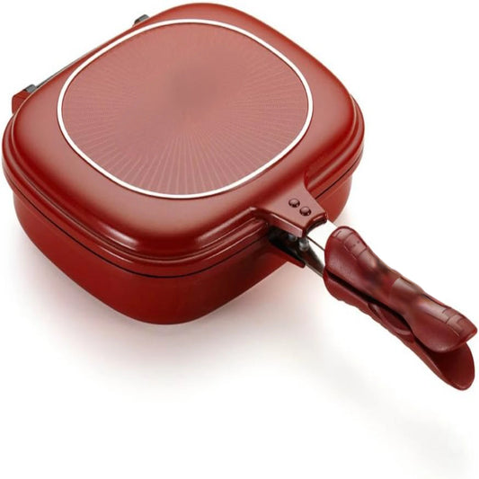 Innovative Multi Purpose Double Pan in Red - Versatile Cooking Tool for Delicious Meals