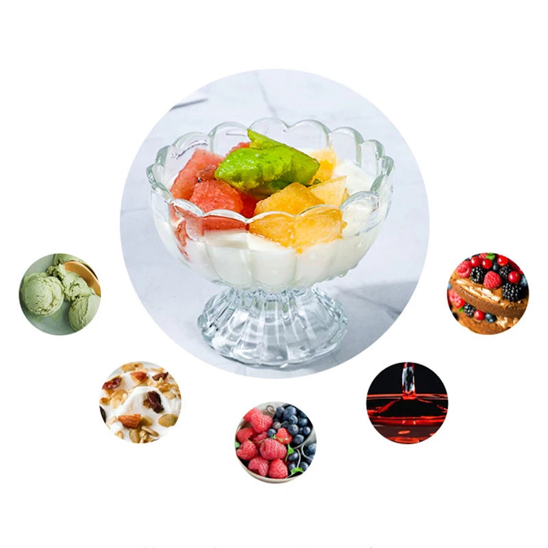 1/3PCS Dessert Glass Cup Ice Cream Pudding Dessert Transparent Mugs