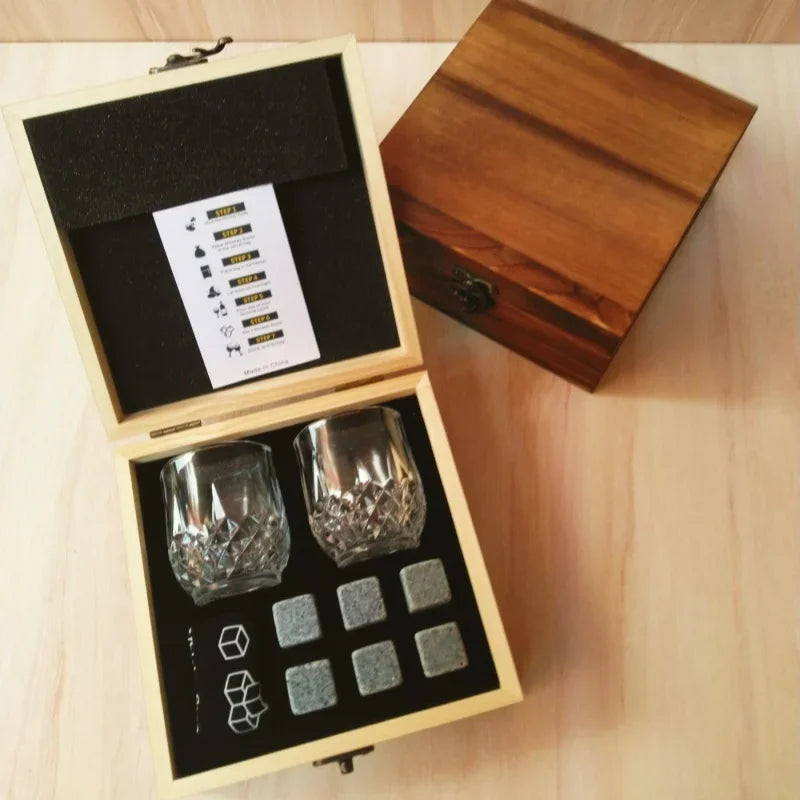 Father's Day Gift Whiskey Ice Stone Wine Glass Set