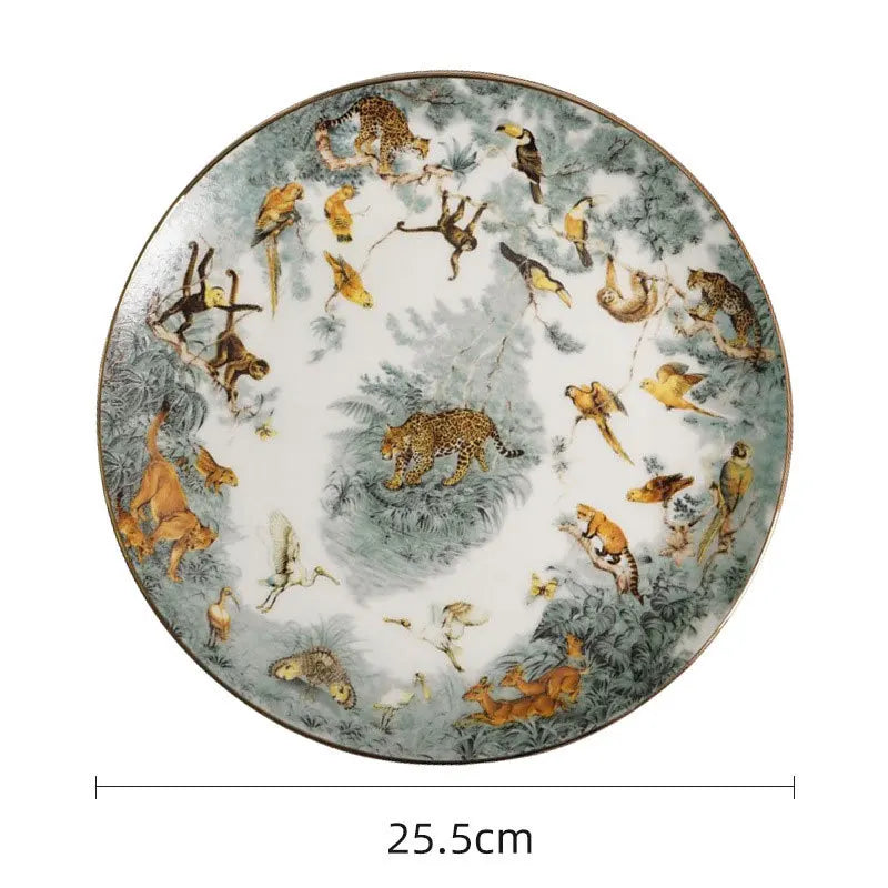 Equatorial jungle bone china tableware decorative plate porch ornament coffee cup plate western food plate hotel tableware