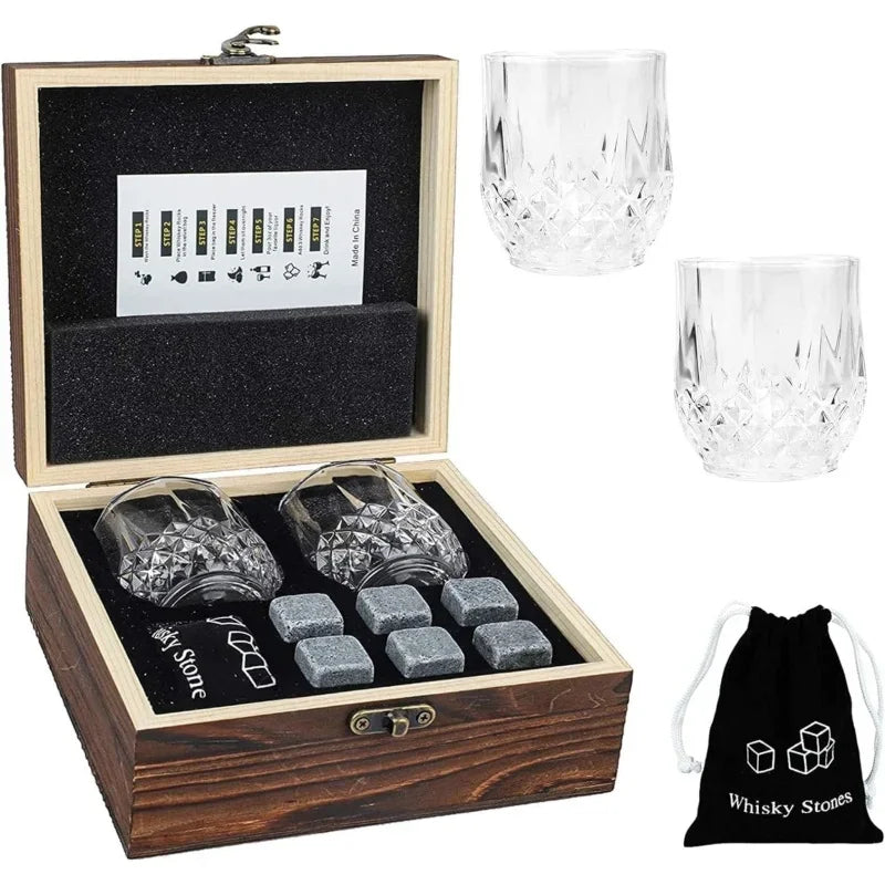 Father's Day Gift Whiskey Ice Stone Wine Glass Set