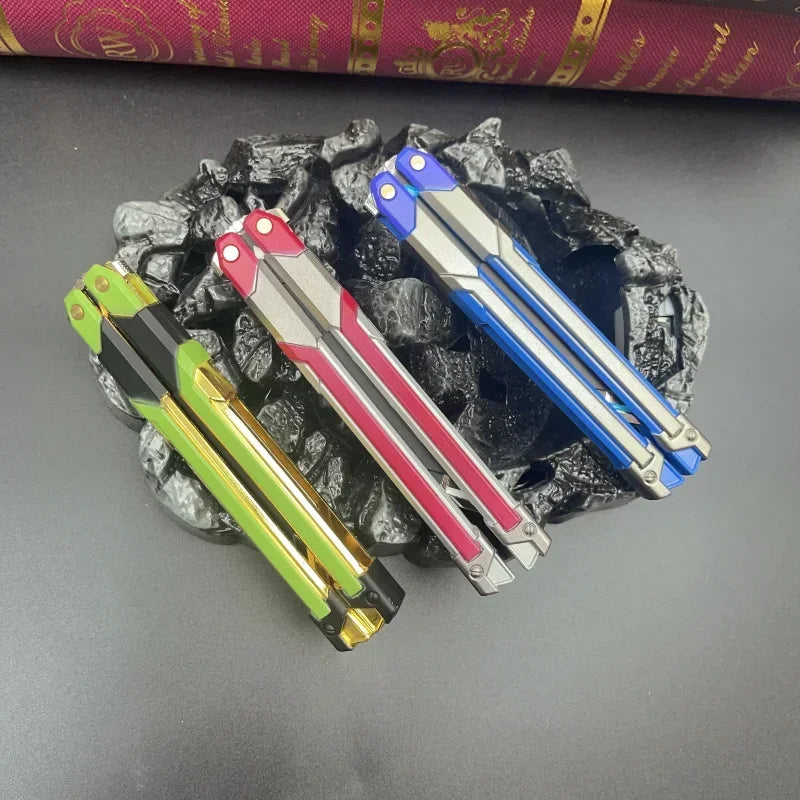 Hot Valorant Game Merch Craft Toy, 20 Cm (7.8 Inches), Foldable RGX Butterfly Knife, Zinc Alloy Metal, Comes with Sheath