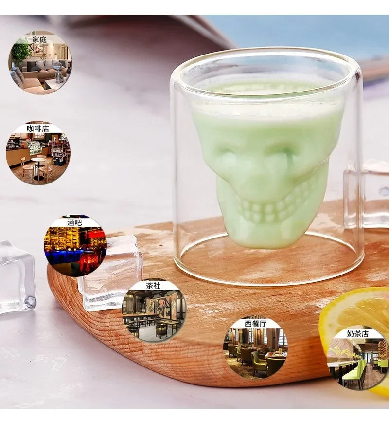 Lead Free Glass Creative Skull Cup Capacity Beer Cups Tea Mug Cocktail Wine Heat Resistant Coffee Mugs For Gift Wholesale