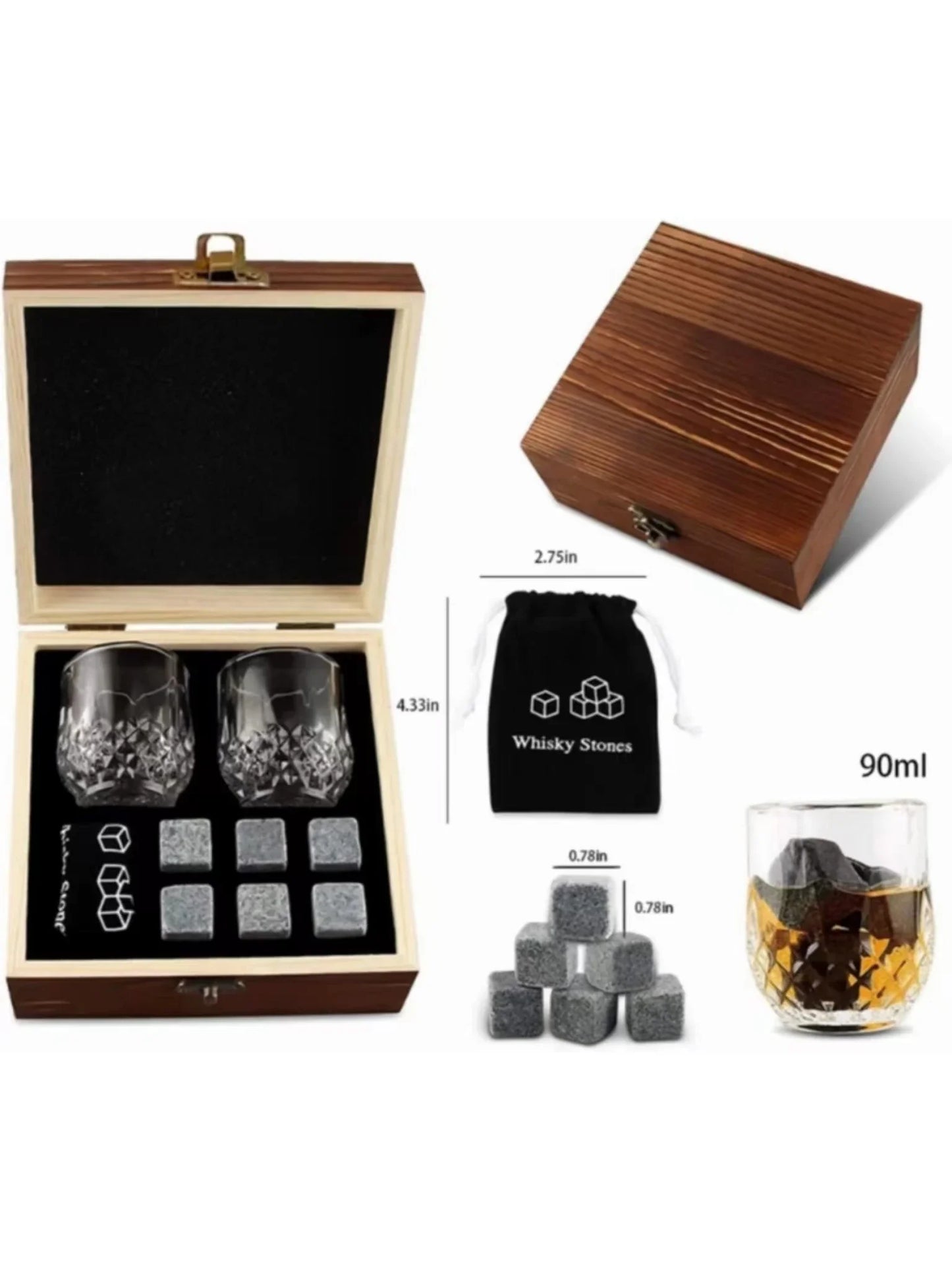 Father's Day Gift Whiskey Ice Stone Wine Glass Set