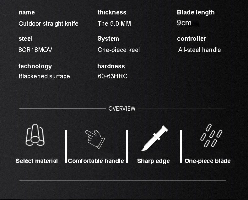 Camping Outdoor Multifunctional Knife Household Handle Carrying Straight Knife