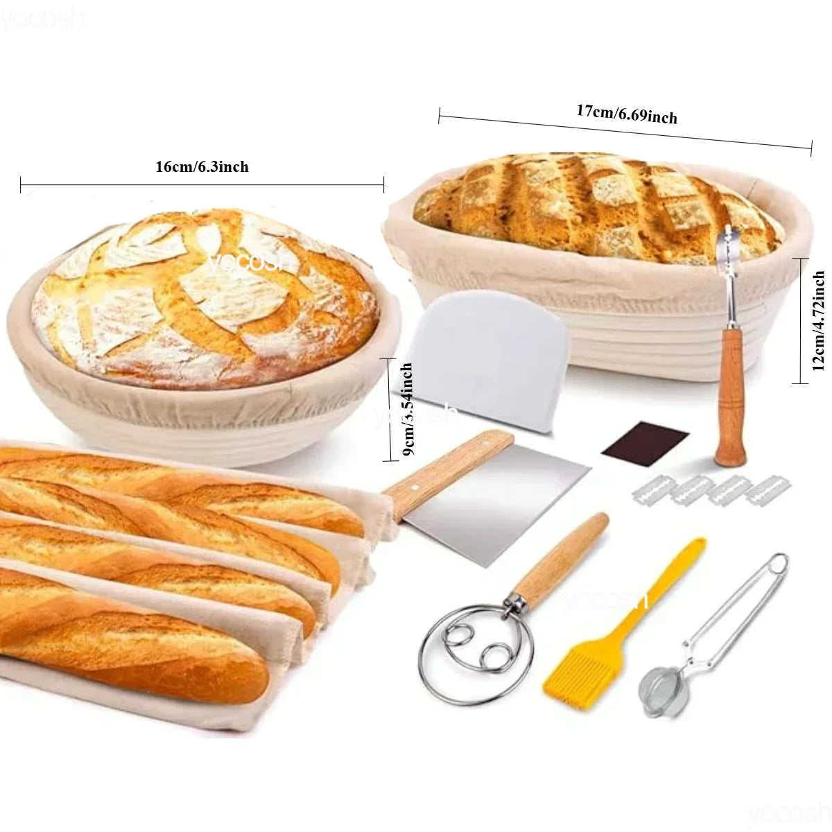 1set Professional Baking Tools 24 Oz Sourdough Starter Jar Pastry Mat Scraper Bread Slicing Knife Gloves for Home DIY Baking Kit