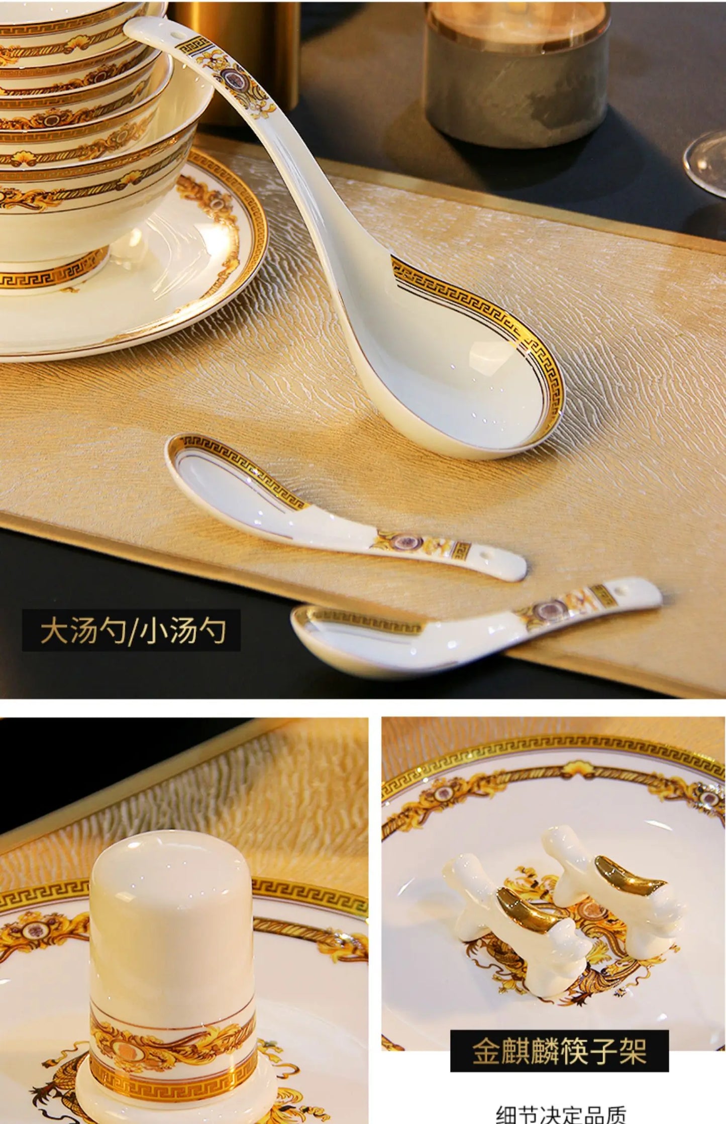 Gold Bone China Dinnerware Sets Ceramics Kitchen Gift Luxury Christmas Dinner Sets Wedding Party Vajillas Ceramica Dishes