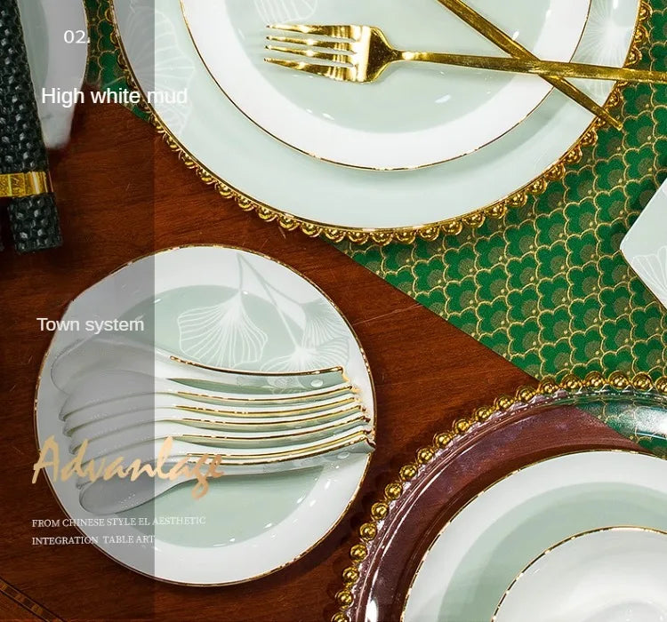 New Bone China Dinnerware Set with Colorful Glaze Elegant Bowls and Plates for Home Ceramic Bowls and Plates Set