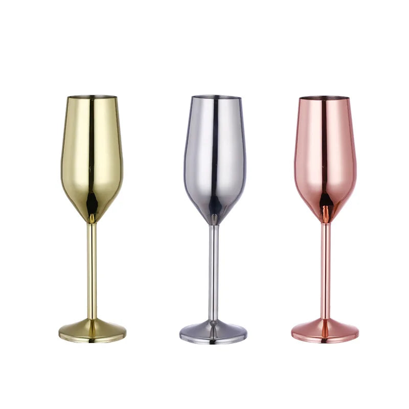 Stainless Steel Wine Goblet Bar Drinking Champagne Glass 220ml 350ml 500ml Party Home Bar Supply