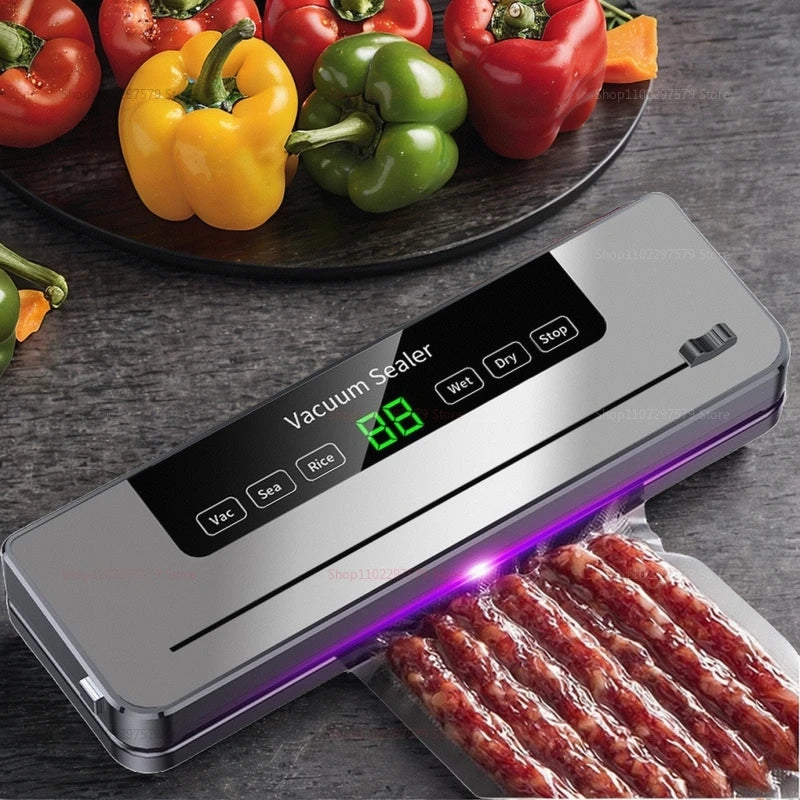 Electric Vacuum Sealer Packaging Kitchen Food Sealing Dry/Wet Food Sealing Smart Touch Key Built-in Cutter Vacuum Sealer