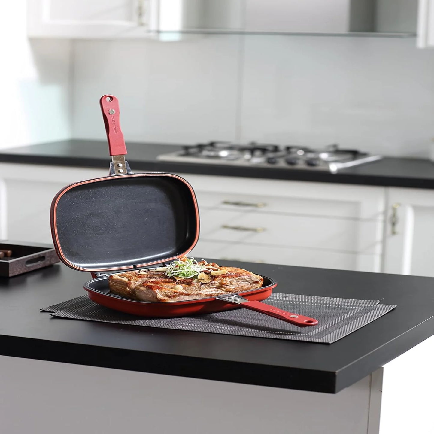 Innovative Multi Purpose Double Pan in Red - Versatile Cooking Tool for Delicious Meals