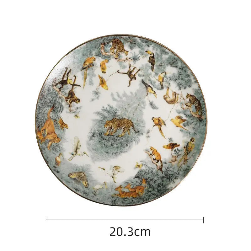 Equatorial jungle bone china tableware decorative plate porch ornament coffee cup plate western food plate hotel tableware