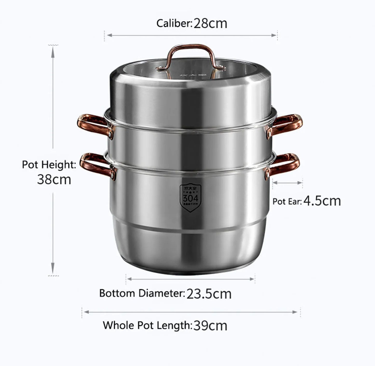 COOKER KING 304 Stainless Steel Steamer Thickened Double-Layer Steamer Used For Induction Cooker And Gas Stove Kitchen Cookware
