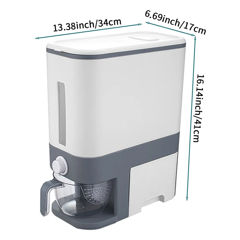 1Pc Household Rice Storage Barrel – Sealed, Insect-Proof & Moisture-Proof Measuring Box (Gray)
