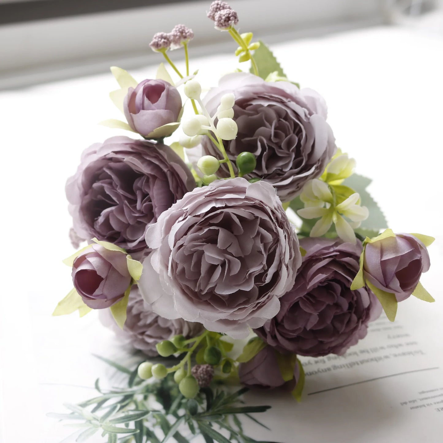 Hot Selling 1pcs/30cm Rose Pink Silk Bouquet Peony Artificial Flower 5 Big Head 4 Small Bud Bride Wedding Home Decoration Artifi